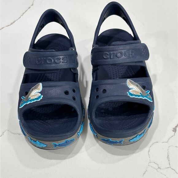 Crocs | FunLab Boys Waterproof Deep Blue Shark Comfort Sandals 206365 - Picture 2 of 13